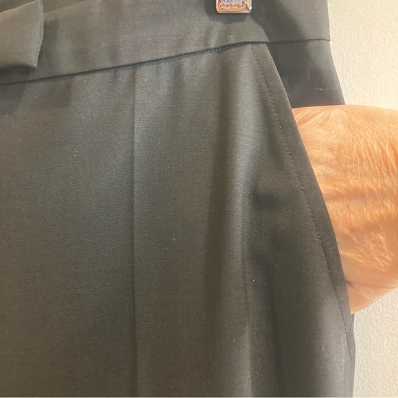 BAIA Sz 8 97% Wool 3% Lycra Unlined Wide Leg Pockets Cuffed Hem Pants Trousers - Picture 5 of 8